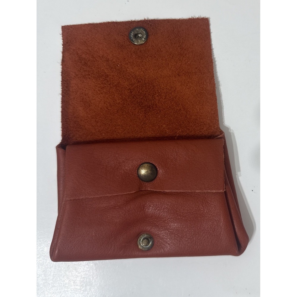 T Nobile Italy Made Burnt Orange Leather Coin ID Pouch Snap Close Quality Unisex - Picture 3 of 10